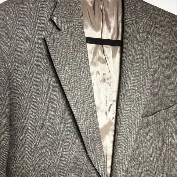 Lauren Ralph Lauren Silver Label Mens Herringbone Blazer Tweed Wool Jacket 41R - Picture 1 of 12